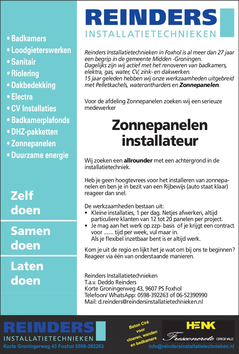 Vacature Zonnepanelen installateur